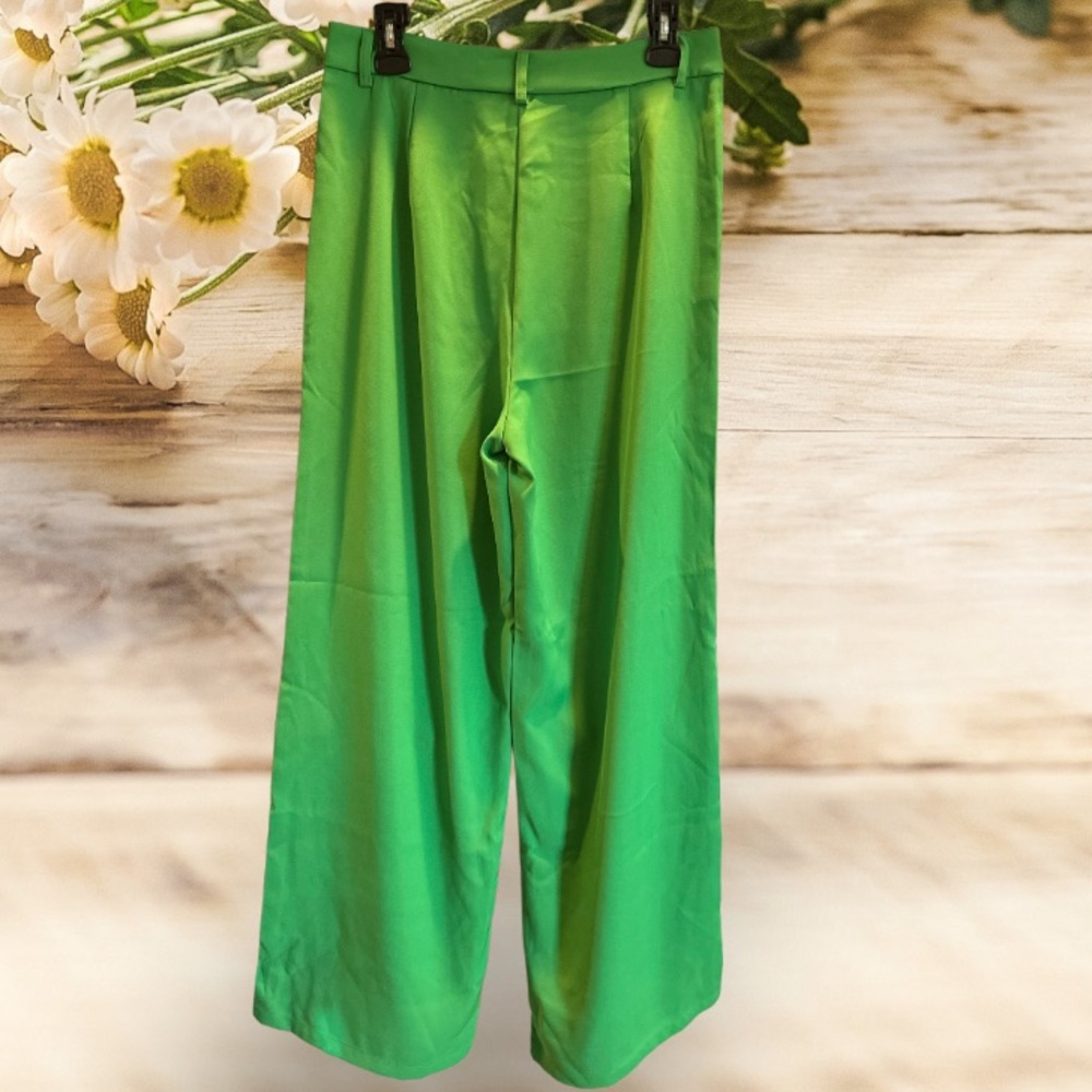 BOGO High Waist Wide Leg Pants| Size L 8/10| Kelly Green - Picture 3 of 7